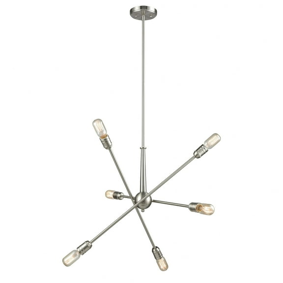 46260/6-Elk Home-Delphine - 6 Light Chandelier Satin Nickel in Modern/Contemporary Style with Mid-Century and Retro inspirations - 12 Inches tall and
