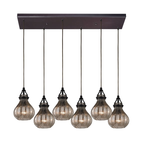 Elk Lighting - Six Light Pendant - Mini Pendant - Danica - 6 Light Rectangular