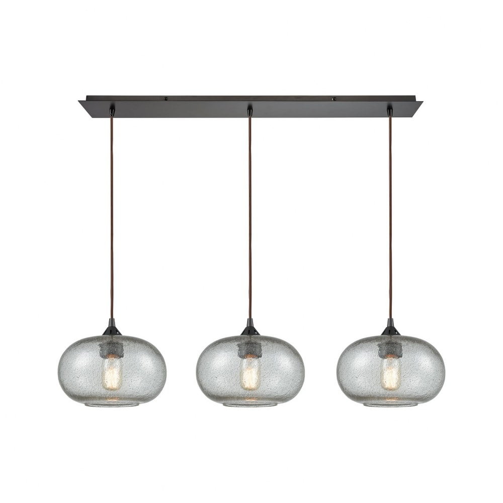 Volace Oil Rubbed Bronze 3-Light Mini Pendant with Gray Glass