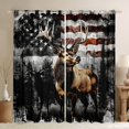 thumbnail image 1 of Elk Lodge Window Drapes Block 30%-50% Light,Jungle Deer Wildlife Pine Trees Animal Hunting Kitchen Window Treatments 42Wx63L Inches,Retro American Flag Black Gray Graffiti Window Curtains, 1 of 6