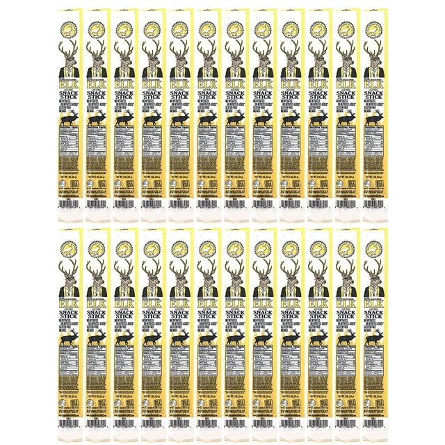 Elk Meat Sticks Pack of 24 1oz Elk Jerky Sticks Exotic Meat, LowCarb