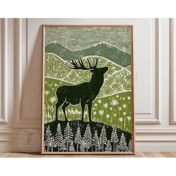 Elk Mountain Landscape Wall Art, Unframed Paper Poster 8x10in
