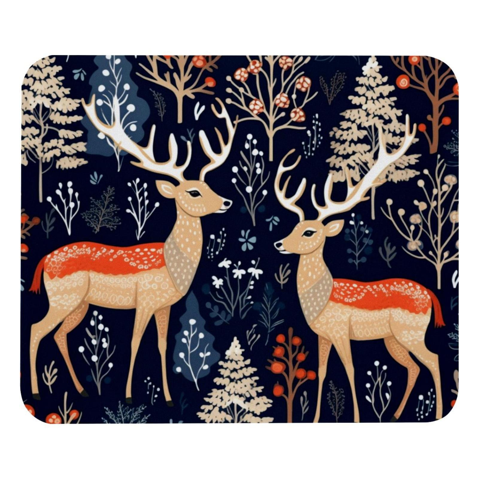 Elk Printed Square Desk Mat Gaming Mouse Pad with Non-Slip Rubber ...