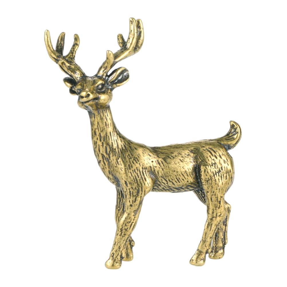 Elk Reindeer Deer Animal Sculpture Decor Figurines Brass Statue