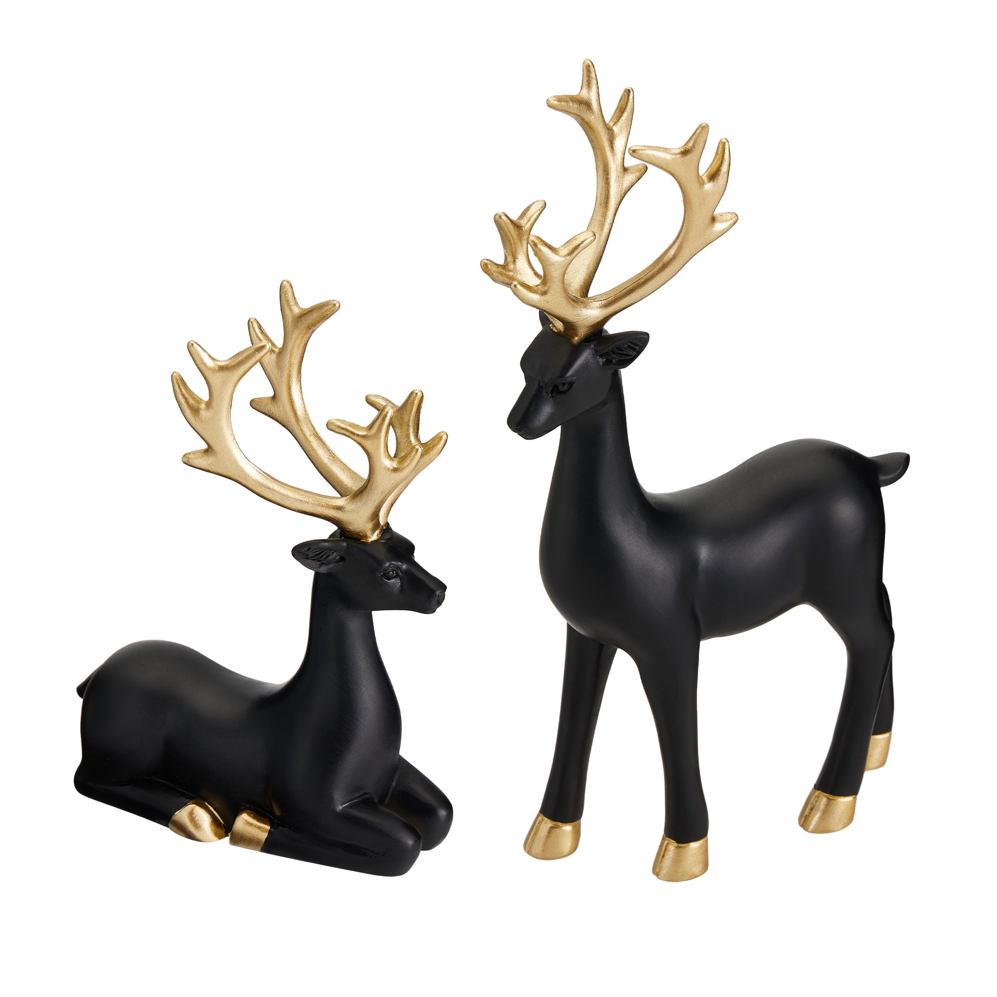 Elk Resin Statue, Lucky Sitting and Standing Elegant Deer Statues for