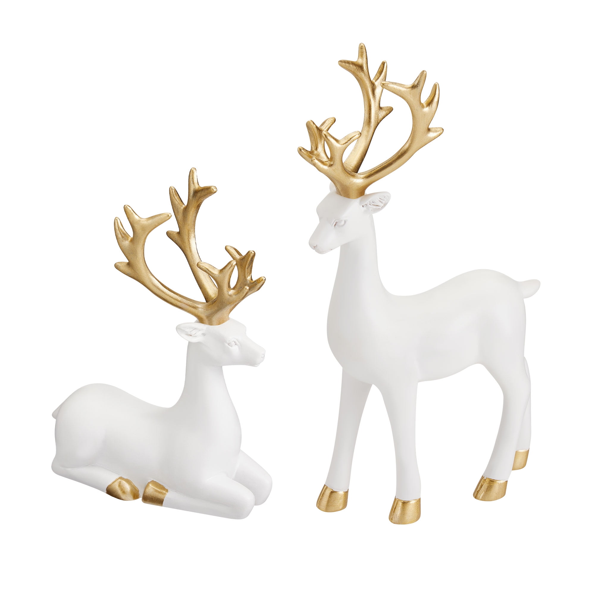 Elk Resin Statue, Lucky Sitting and Standing Elegant Deer Statues for