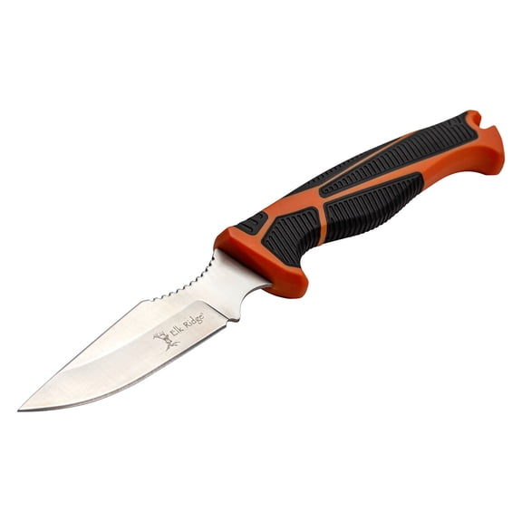 Elk Ridge ER-TKFIX003 4" Stainless Blade Orange/Black Handle Game Clean Knife
