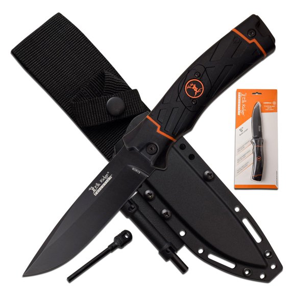 Elk Ridge Evolution Full Tang Fixed Blade Knife w/LED Light, Fire Starter, Injection Molded Nylon Fiber Sheath