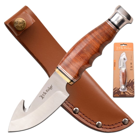 Elk Ridge Full Tang Gut Hook Fixed Blade Knife w/Sheath