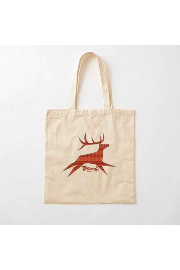 Elk Running (Red) Canvas Tote Bags, Reusable Shopping Bag