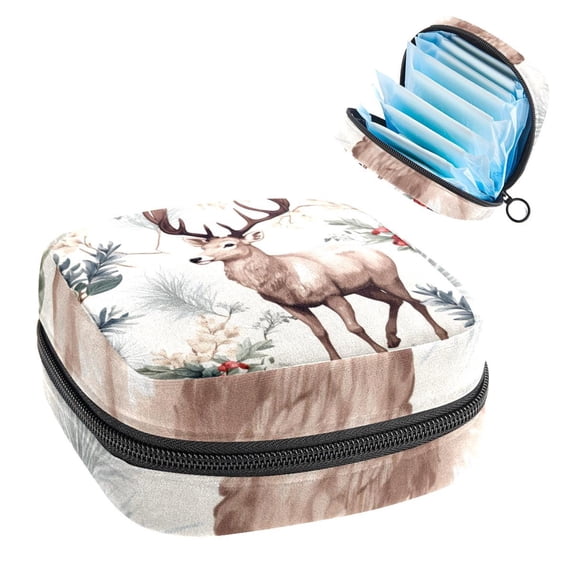 Elk Sanitary Napkin Pouch with Plush Velvet, Sponge, and Oxford Cloth - 4.7x6.6x6.6 in - Ideal for Storing Your Sanitary Napkins