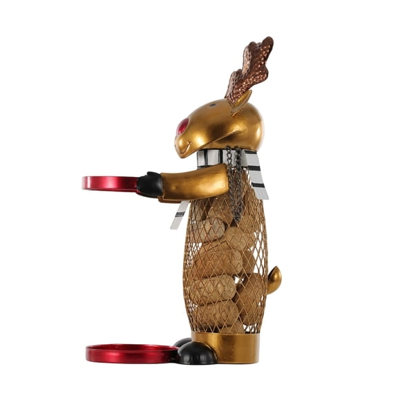 Elk-Shaped Iron Wine Rack, Novelty Mesh Holder for Red Wine, Stores Corks, Vintage Finish, Home Bar and Kitchen Decor