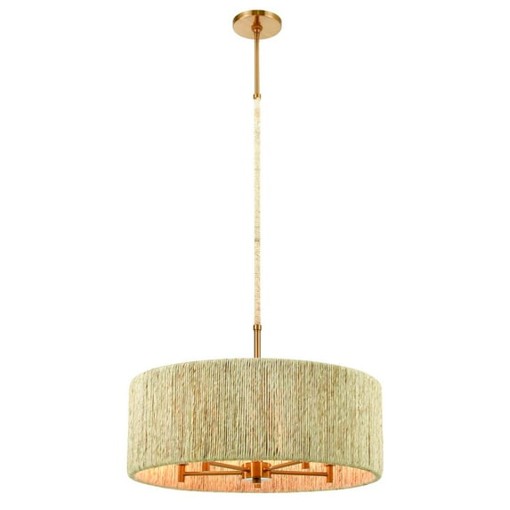 Elk Home Abaca 5-Light Abaca Rope & Metal Chandelier in Satin Brass