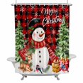 thumbnail image 1 of Elk Snowman Christmas Shower Curtain Set with Hooks, Snowy Winter Trees Waterproof Fabric Bathroom Curtains Decor Home Accessories,Stall 36 X 72 Inch, 1 of 9