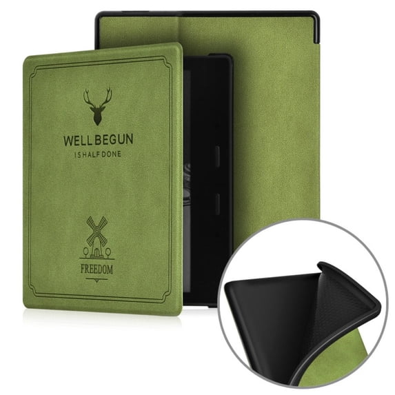 Elk Soft Auto Sleep/Wake Funda PU Leather 7 inch eReader Folio Case 9/10th Generation Smart Cover Protective Shell GREEN