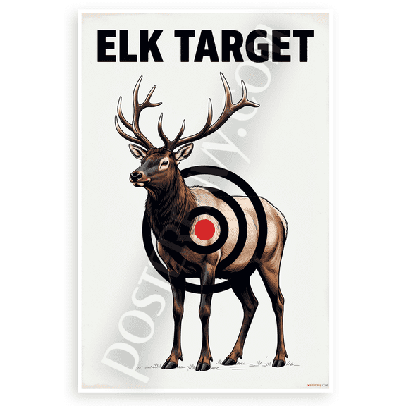 Elk Target Bull Shooting Practice 12x18 US Made Poster