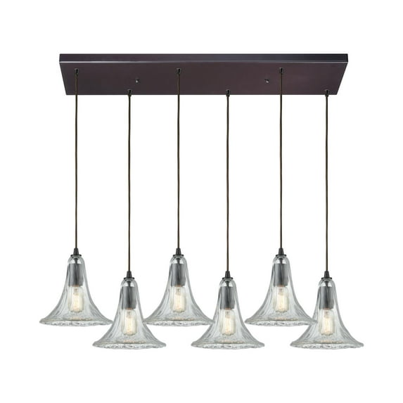 Elk Transitional Hand-Formed Glass 6 Pendant Oil Rubbed Bronze 10652/6RC