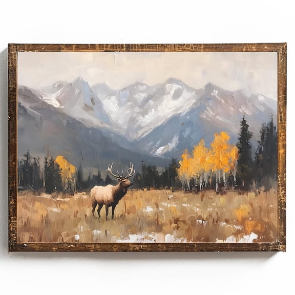 Elk Wall Art Hunting For Cabin Decor Rustic Hunter Wyoming, Unframed Paper Print