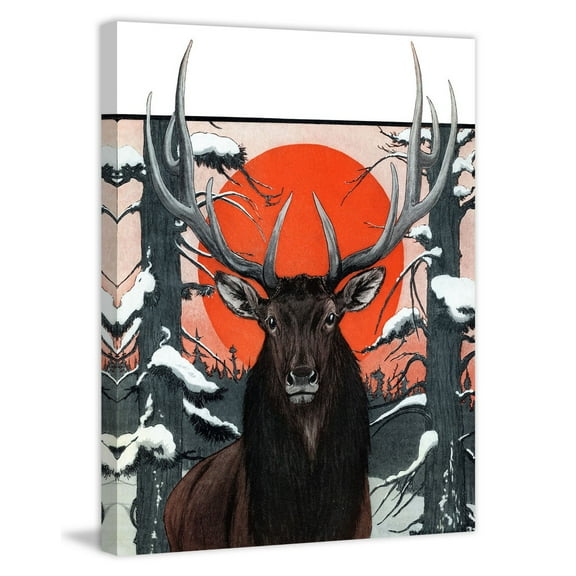 "Elk at Sunset" Painting Print on Wrapped Canvas