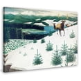 thumbnail image 1 of "Elk in Snow" Painting Print on Wrapped Canvas, 1 of 7