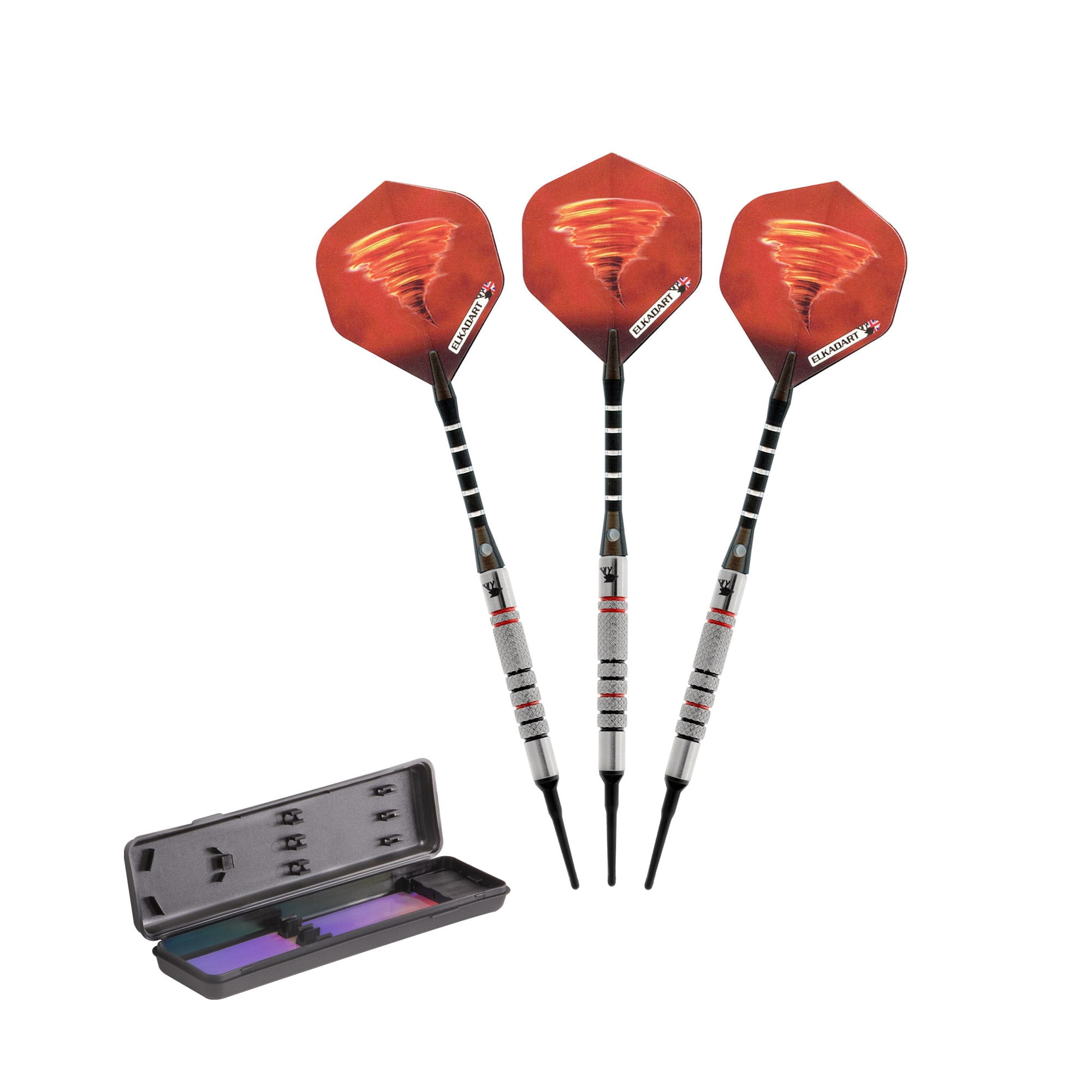 Elkadart Tornado 90% Tungsten Soft Tip Dart Set, Knurled Barrel, 18 Grams
