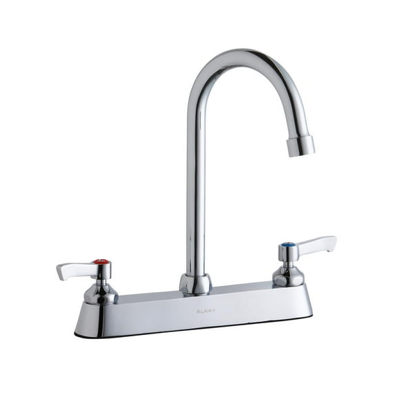 Elkay 8" Centerset with Exposed Deck Faucet with 5" Gooseneck Spout 2" Lever Handles Chrome