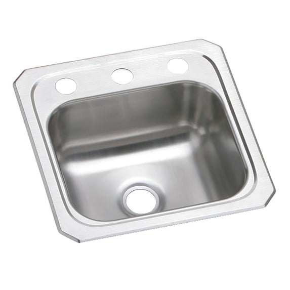 Elkay Celebrity Stainless Steel 15" x 15" x 6-1/8", Single Bowl Top Mount Bar Sink Brushed Satin
