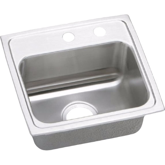 Elkay BLR1516MR2 Lustertone Classic 15 x 15 x 7-1/8 Single Bowl Drop-in Bar Sink, 2 Offset Holes, 3-1/2 Drain, Stainless