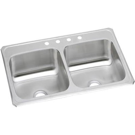 Elkay Celebrity Stainless Steel 33" x 21-1/4" x 6-7/8", Equal Double Bowl Drop-in Sink