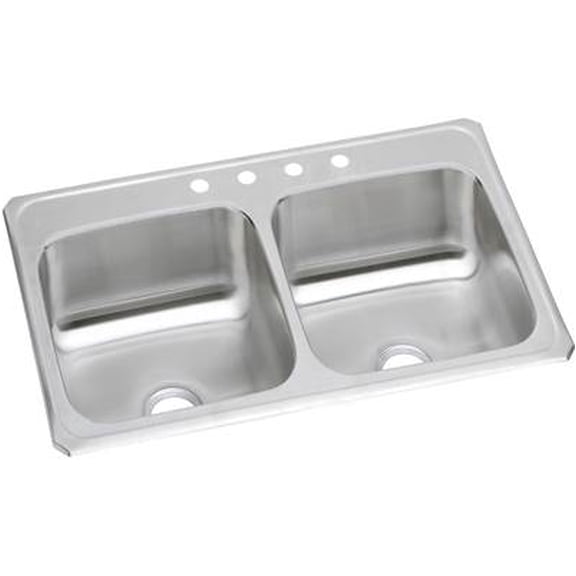 Elkay Celebrity Stainless Steel 33" x 21-1/4" x 6-7/8", Equal Double Bowl Drop-in Sink