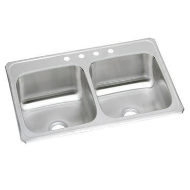 Elkay Cr3321 Celebrity 33" Drop In Double Basin Stainless Steel Kitchen Sink - 4 Faucet