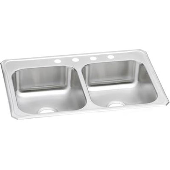 Elkay Celebrity Stainless Steel 33" x 22" x 7", Equal Double Bowl Drop-in Sink