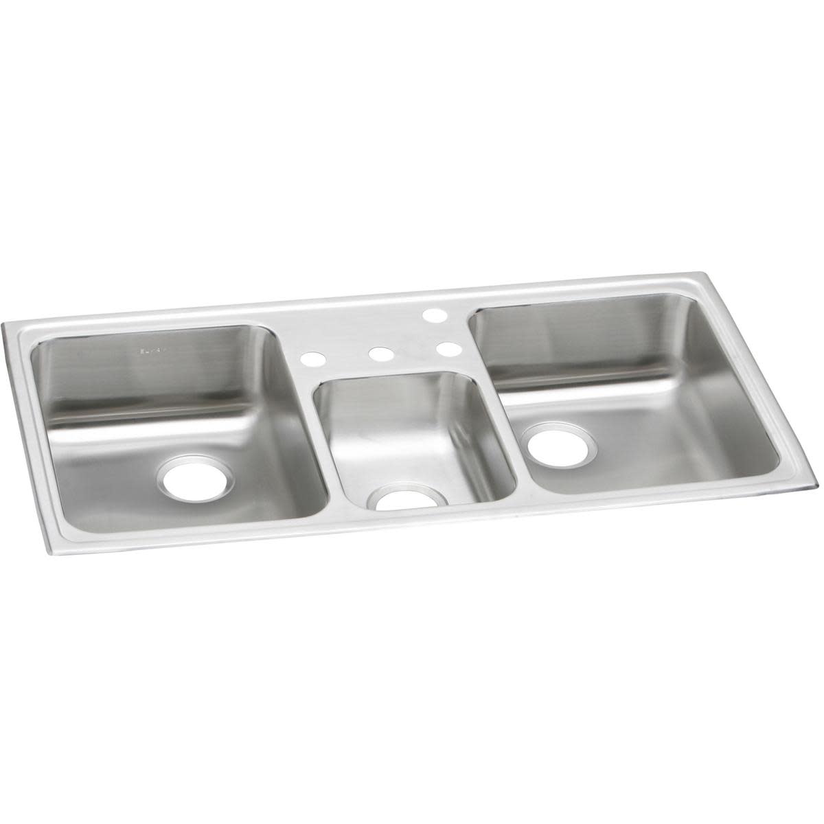 Elkay 43" Stainless Steel Triple Bowl Drop-In Sink with Four Holes