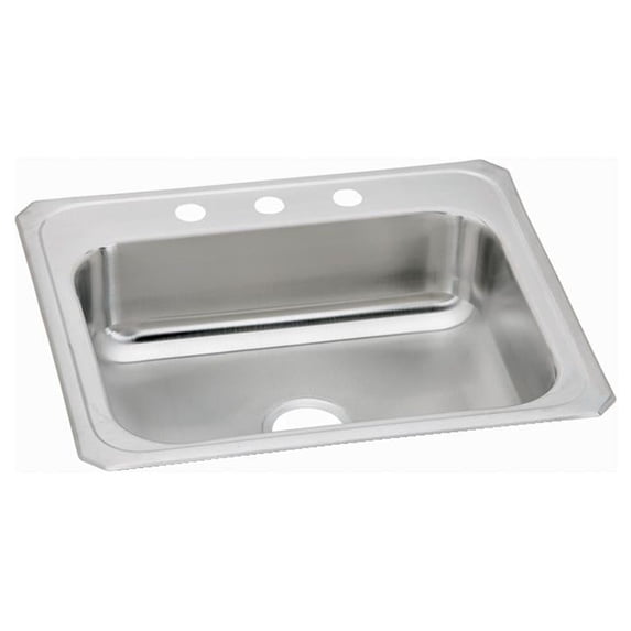 Elkay Celebrity Stainless Steel 25" x 21-1/4" x 6-7/8", 2-Hole Single Bowl Drop-in Sink