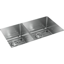 Elkay Crosstown Stainless Steel 31-1/2" x 18-1/2" x 9", 40/60 Double Bowl Undermount Sink Kit