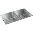 thumbnail image 1 of Elkay Crosstown Stainless Steel 31-1/2" x 18-1/2" x 9", Equal Double Bowl Undermount Sink Kit, 1 of 7