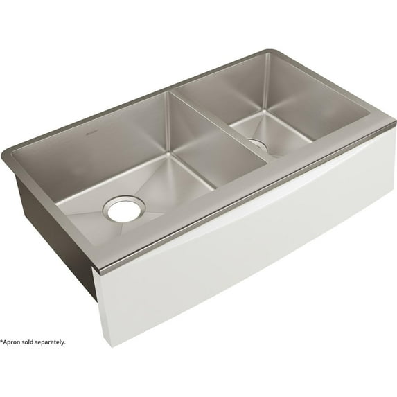 Elkay Crosstown Stainless Steel 33-7/8" x 17" x 9" Double Bowl Farmhouse Sink for Interchangeable Apron