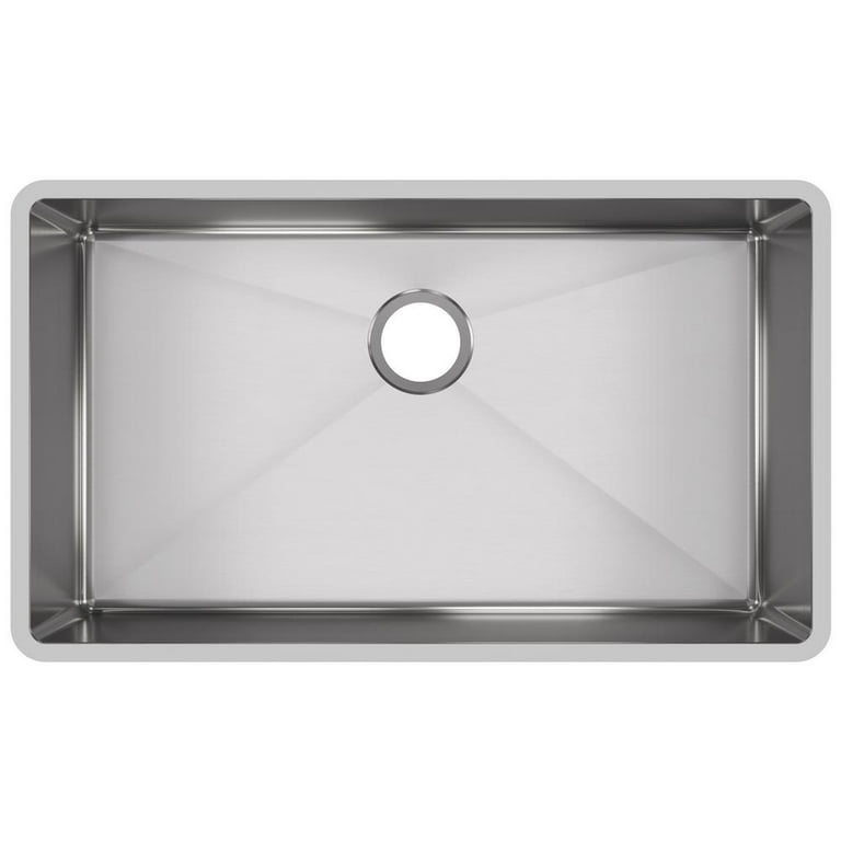 Crosstown Undermount Stainless Steel 32 in. Single Bowl Kitchen Sink with Center Drain