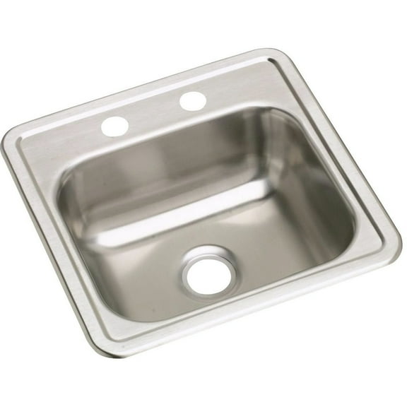 Elkay D115161 Dayton Top Mount 15 in. x 15 in. Single Bowl Bar Sink (Stainless Steel)