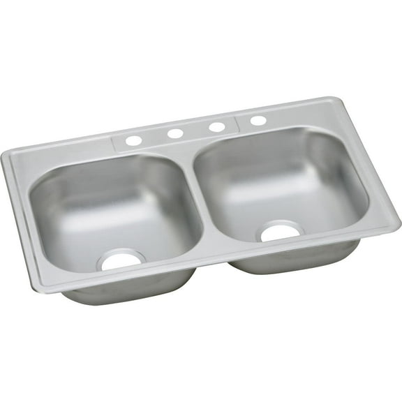 Open Box Elkay D23321 Dayton 33" Drop In Double Basin Stainless Steel Kitchen Sink - 1 Faucet Hole