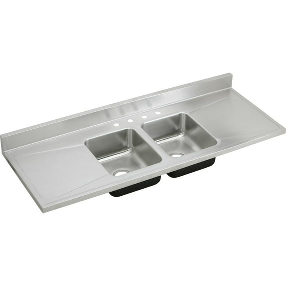 Elkay D66294 Lustertone Stainless Steel 66" x 25" x 7-1/2", Double Bowl Kitchen Sink Top Kitchen Sink