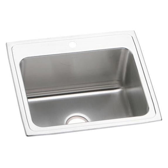 Elkay DLR2521103 Lustertone Stainless Steel 25" x 21-1/4" x 10-1/8", 1-Bowl Top Mount Kitchen Sink