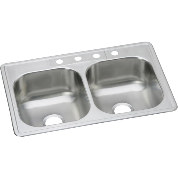 SS 33x22x8.1 Double Bowl Drop-in Sink