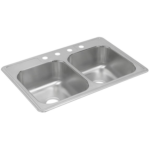 Elkay DXR33221 Dayton Stainless Steel 33" x 22" x 8-3/16", Double Bowl Top Mount Kitchen Sink