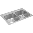 thumbnail image 1 of SS 33x22x8.2 Double Bowl Drop-in Sink, 1 of 7