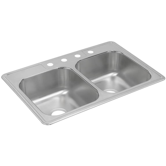 SS 33x22x8.2 Double Bowl Drop-in Sink