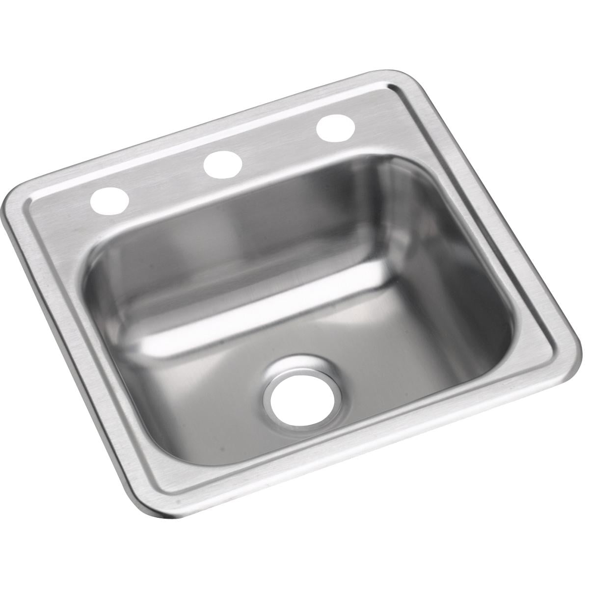 Elkay Dayton Stainless Steel Single Bowl Drop-In Bar Sink with 3 Faucet Holes