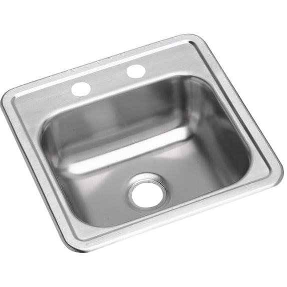 Open Box Elkay Dayton Stainless Steel 15" x 15" x 5-3/16", Single Bowl Drop-in Bar Sink