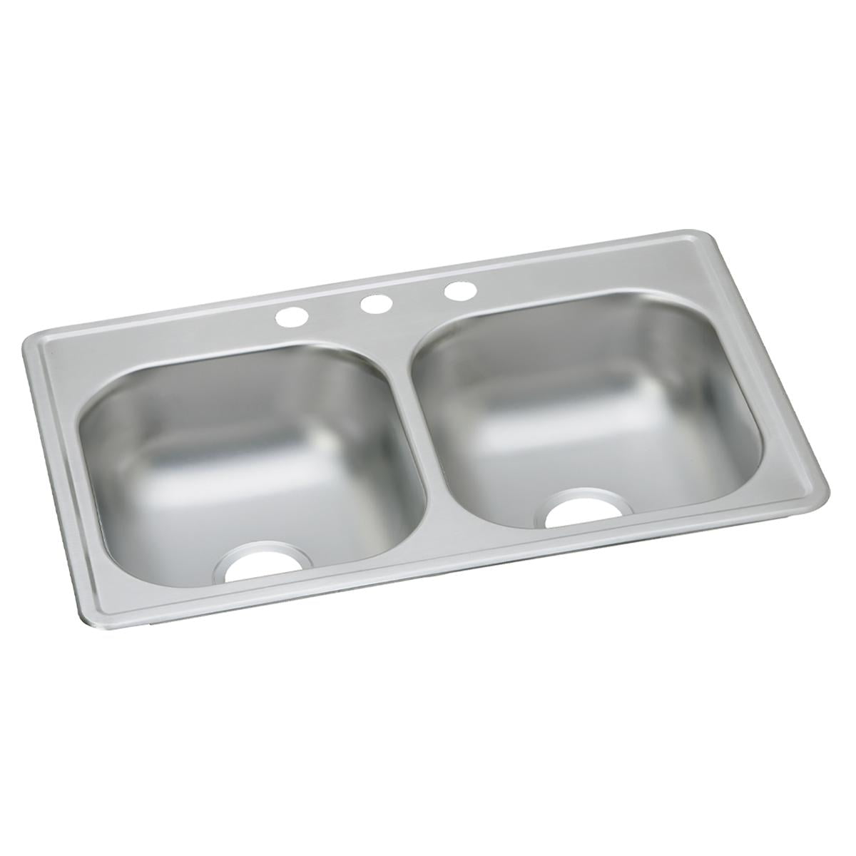 Elkay 33" Satin Stainless Steel Double Bowl Drop-In Sink