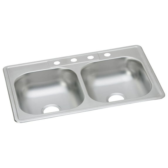 Elkay Dayton Stainless Steel 33" x 22" x 6-1/16", Equal Double Bowl Drop-in Sink